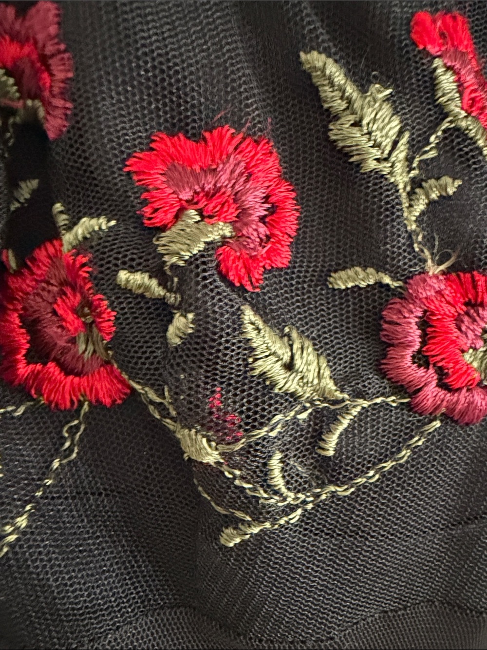 Laundry by Shelli Segal Black Top with Red Floral Embroidery - Picture 5 of 5
